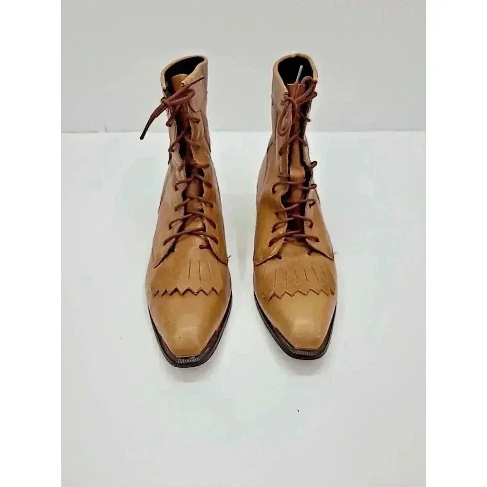Durango Oxford Kiltie Lace Up Boots Women's Size 7 M Tan Vintage 90's *Flaws - Picture 2 of 10